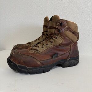Wolverine Hi-Test Brown Leather & Suede Ankle Safety Toe Boots Mens‎ Size 10.5 W
